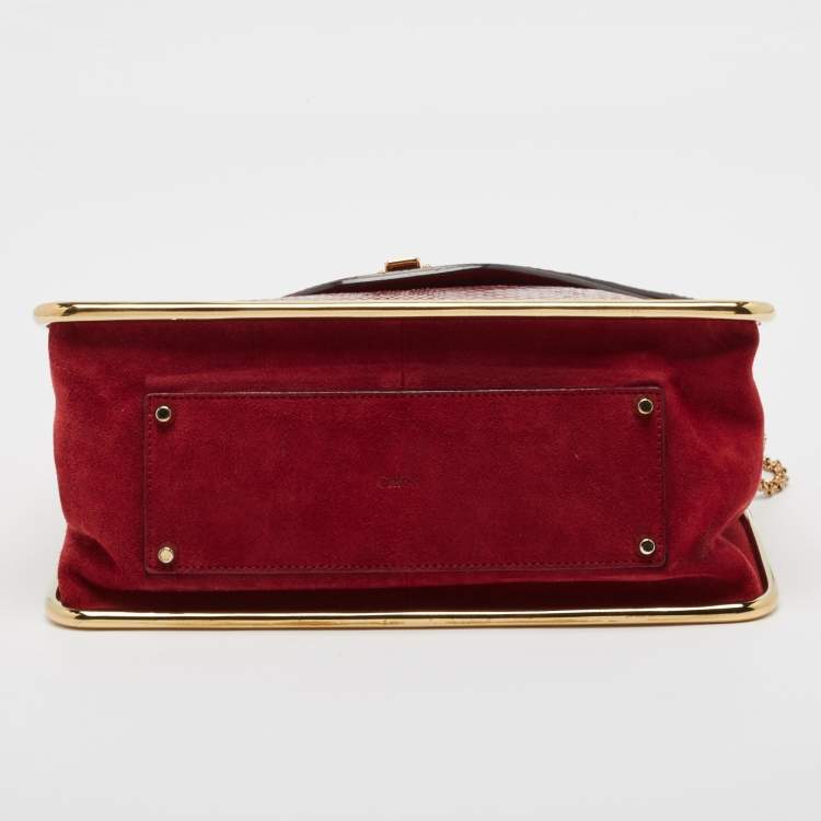 مملوكة مسبقًا Chloe Red Python Medium Sally Shoulder Bag