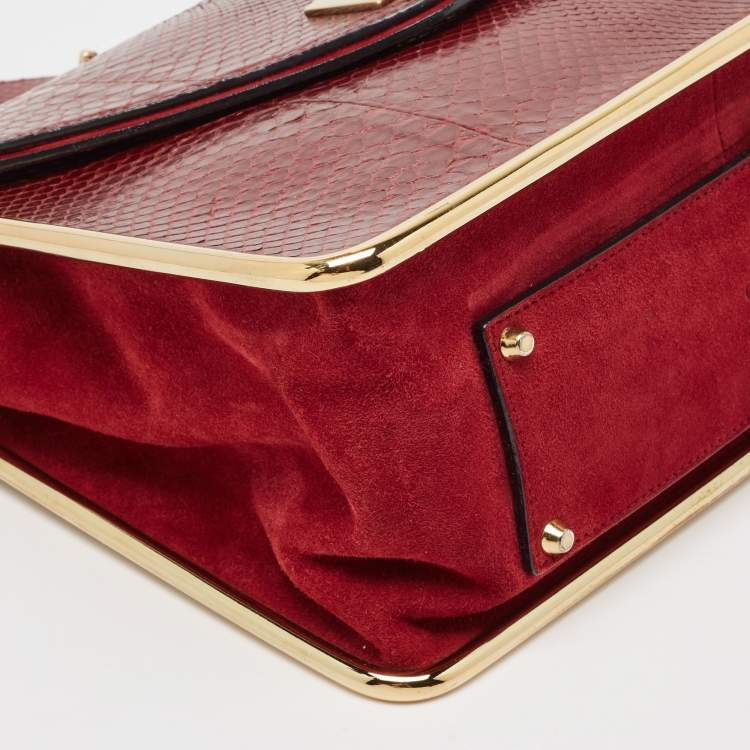 مملوكة مسبقًا Chloe Red Python Medium Sally Shoulder Bag