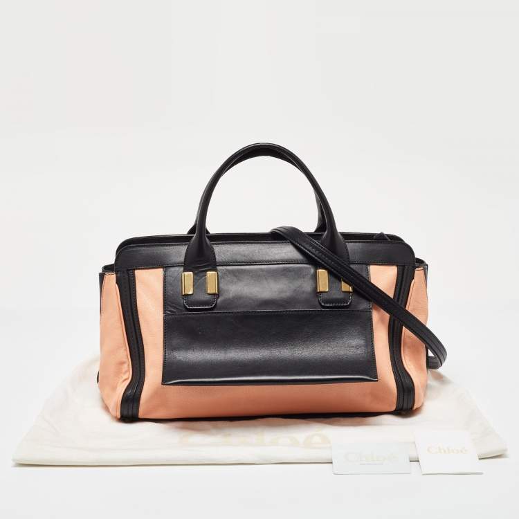 Pre Owned Chloe Orange/Black Leather Alice Satchel
