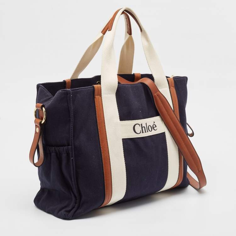 Pre Owned Chloe Navy Blue Canvas Baby Changing Tote