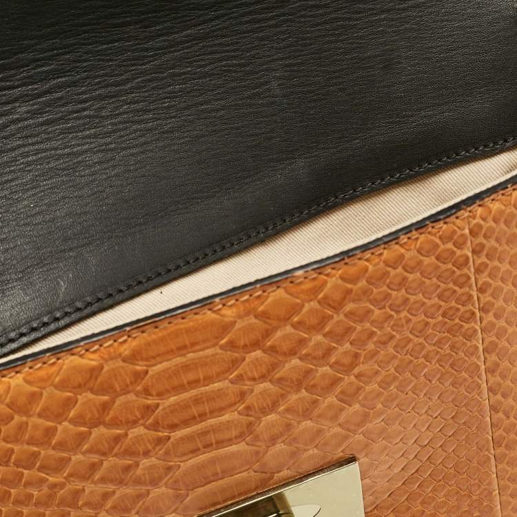 Pre Owned Chloe Orange Python and Leather Medium Sally Shoulder Bag