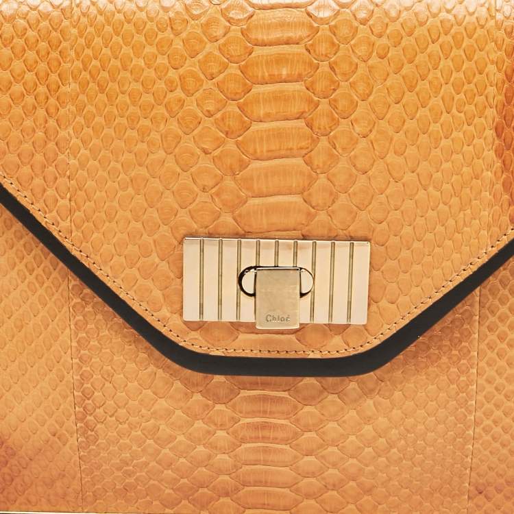 Pre Owned Chloe Orange Python and Leather Medium Sally Shoulder Bag