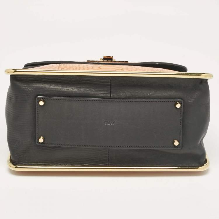 Pre Owned Chloe Orange Python and Leather Medium Sally Shoulder Bag