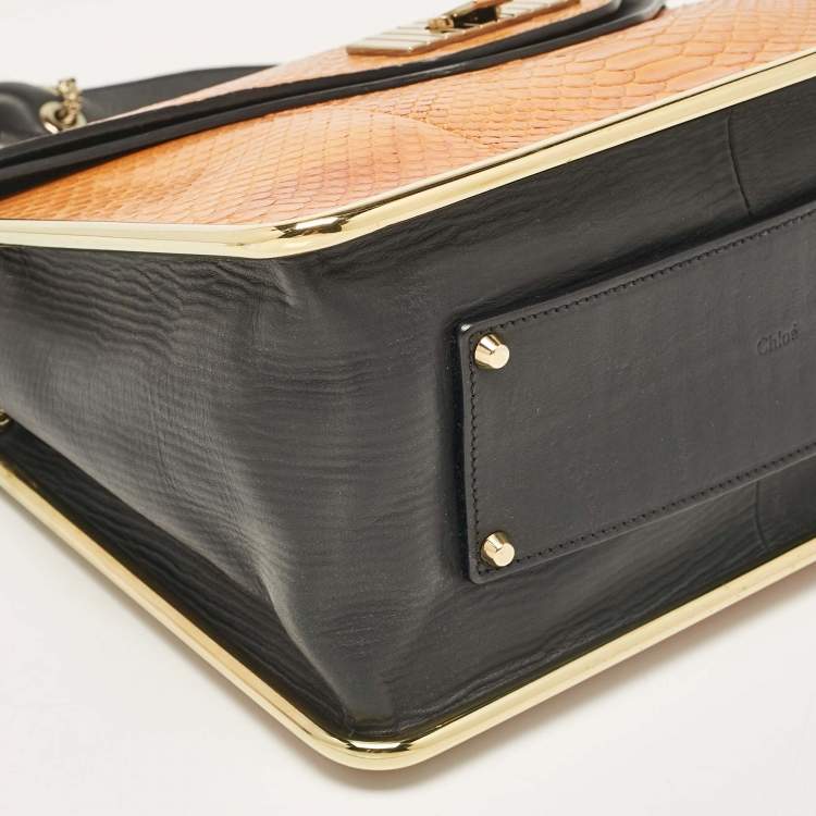 Pre Owned Chloe Orange Python and Leather Medium Sally Shoulder Bag