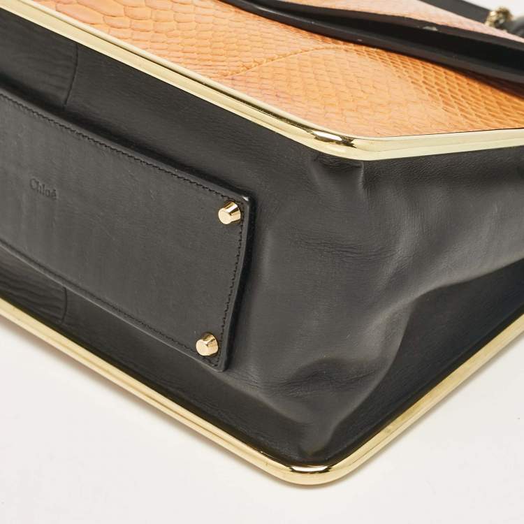 Pre Owned Chloe Orange Python and Leather Medium Sally Shoulder Bag