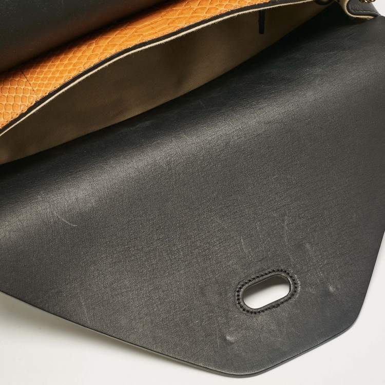Pre Owned Chloe Orange Python and Leather Medium Sally Shoulder Bag