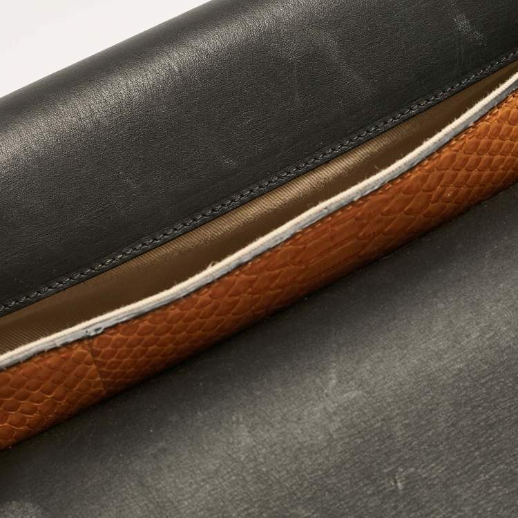 Pre Owned Chloe Orange Python and Leather Medium Sally Shoulder Bag