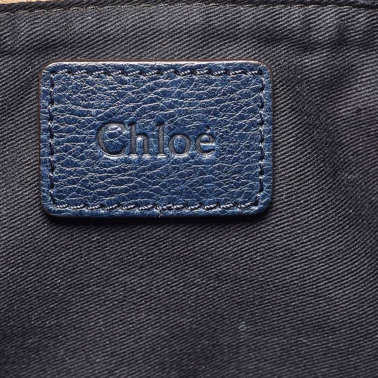 مملوكة مسبقًا Chloe Dark Blue Python and Leather Large Paraty Shoulder Bag