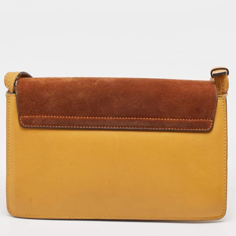 مملوكة مسبقًا Chloe Mustard/Brown Leather and Suede Small Faye Shoulder Bag