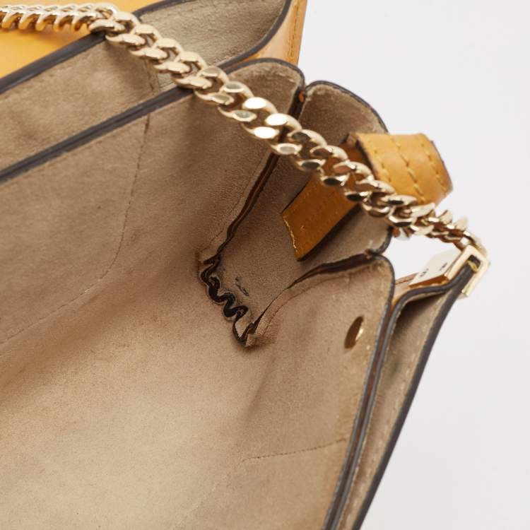 مملوكة مسبقًا Chloe Mustard/Brown Leather and Suede Small Faye Shoulder Bag
