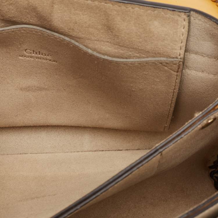 مملوكة مسبقًا Chloe Mustard/Brown Leather and Suede Small Faye Shoulder Bag