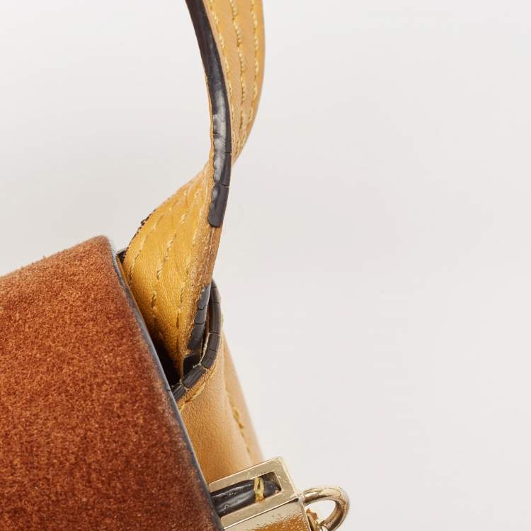 مملوكة مسبقًا Chloe Mustard/Brown Leather and Suede Small Faye Shoulder Bag