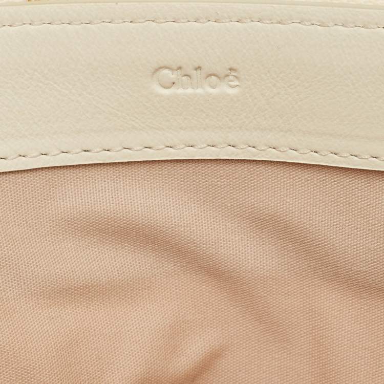 Pre Owned Chloe Off White Leather Vick Zip Pouch