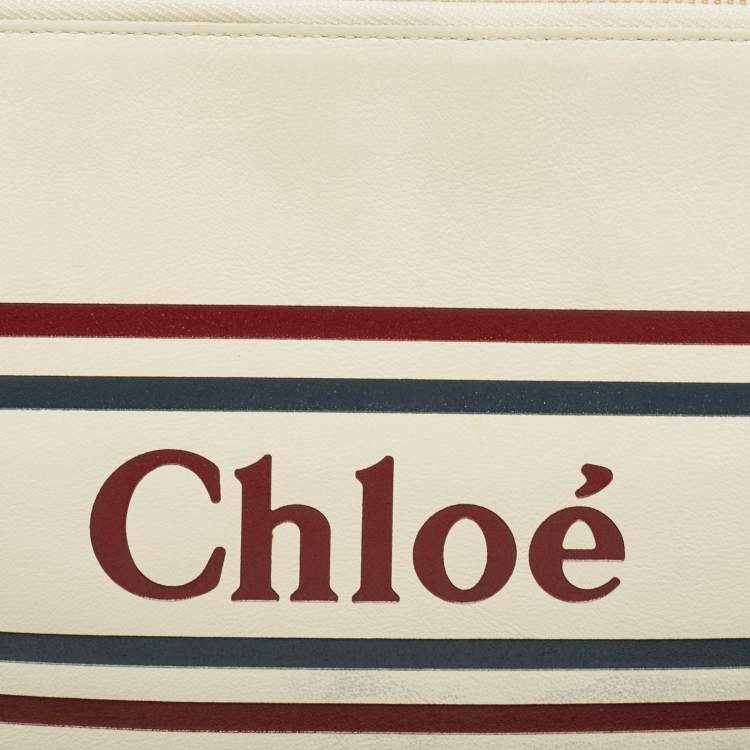 Pre Owned Chloe Off White Leather Vick Zip Pouch