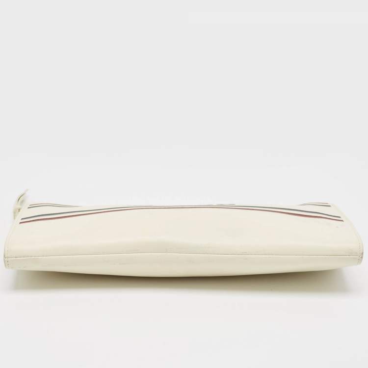 Pre Owned Chloe Off White Leather Vick Zip Pouch