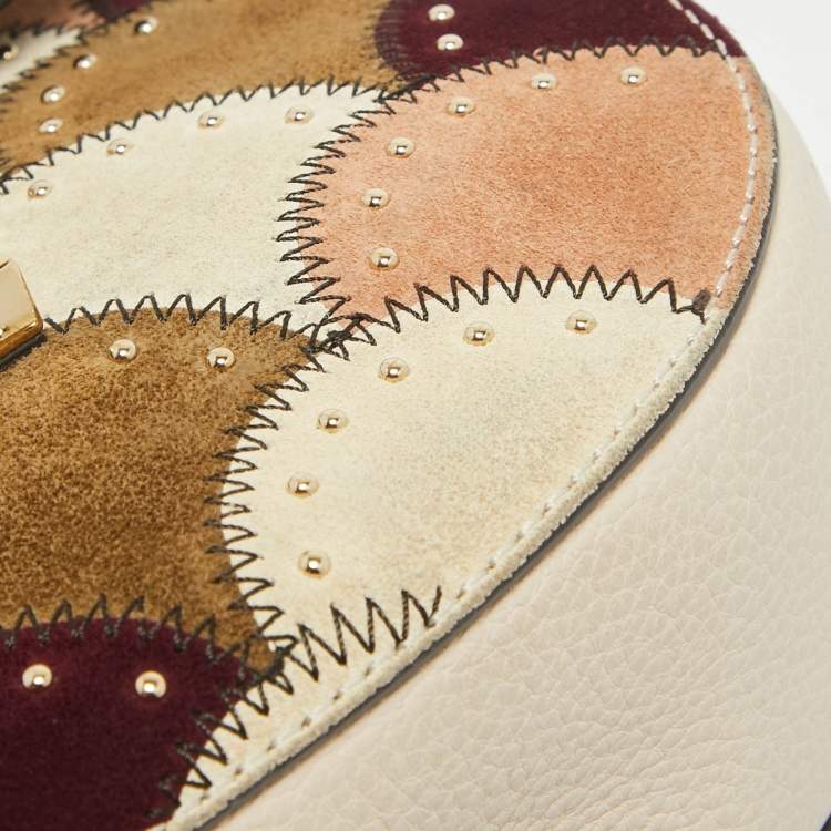Pre Owned Chloe Multicolor Leather and Suede Studded Patchwork Small Drew Bag