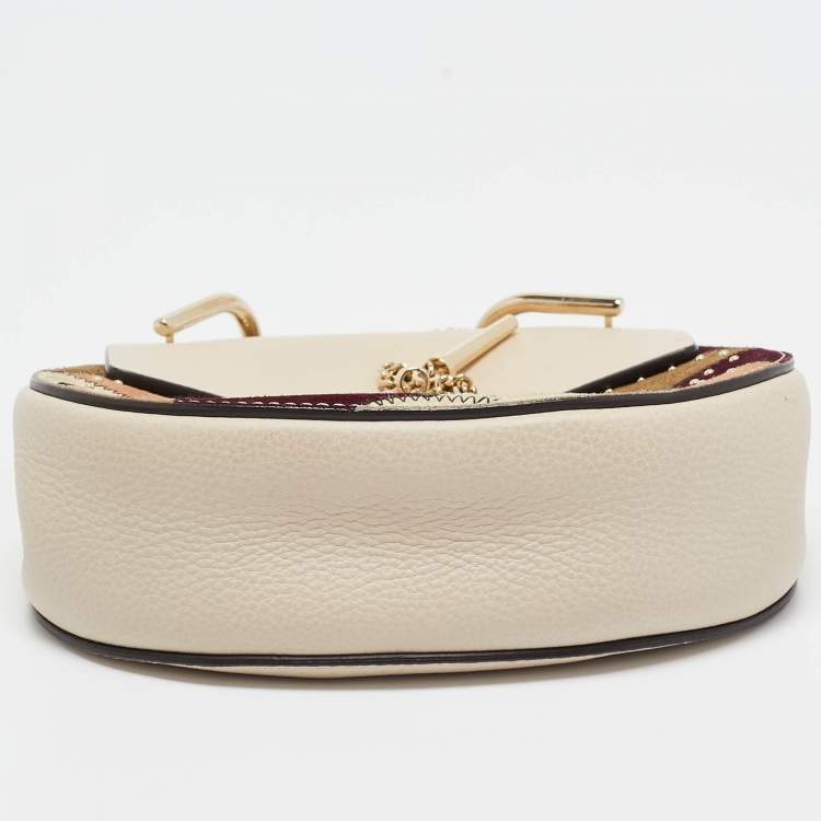 Pre Owned Chloe Multicolor Leather and Suede Studded Patchwork Small Drew Bag