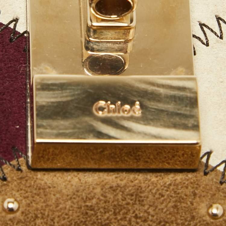 Pre Owned Chloe Multicolor Leather and Suede Studded Patchwork Small Drew Bag