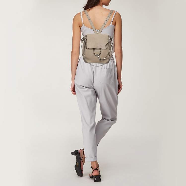 Pre Owned Chloe Grey Suede and Leather Small Faye Day Backpack