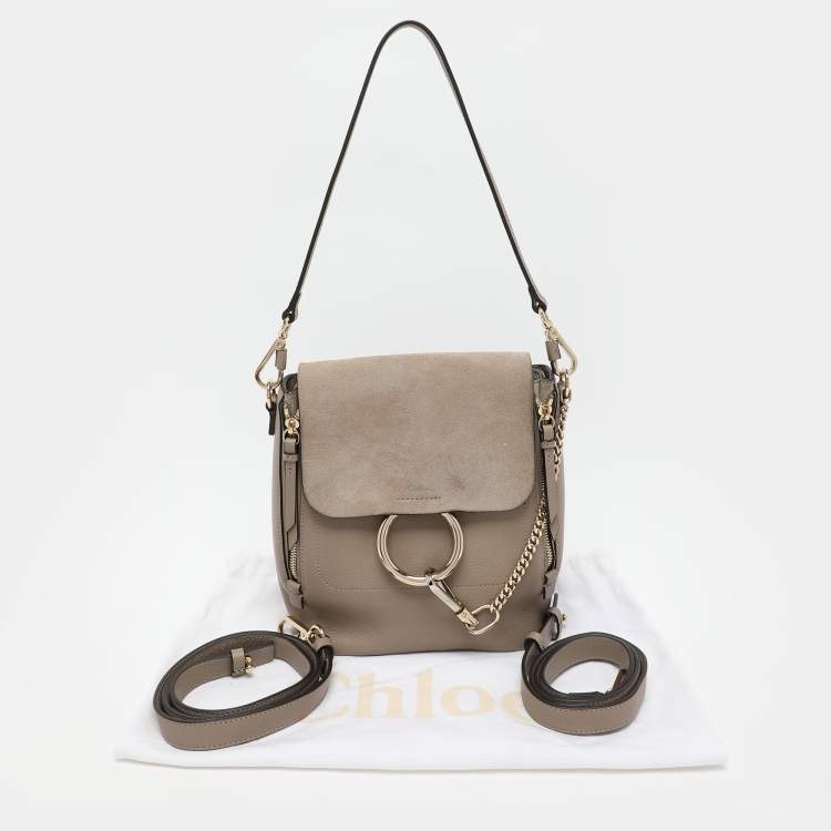 Pre Owned Chloe Grey Suede and Leather Small Faye Day Backpack