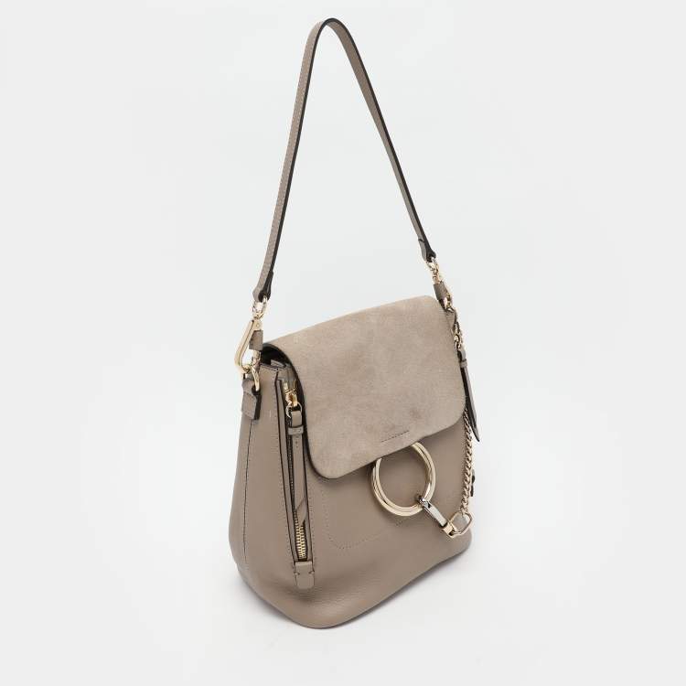 Pre Owned Chloe Grey Suede and Leather Small Faye Day Backpack