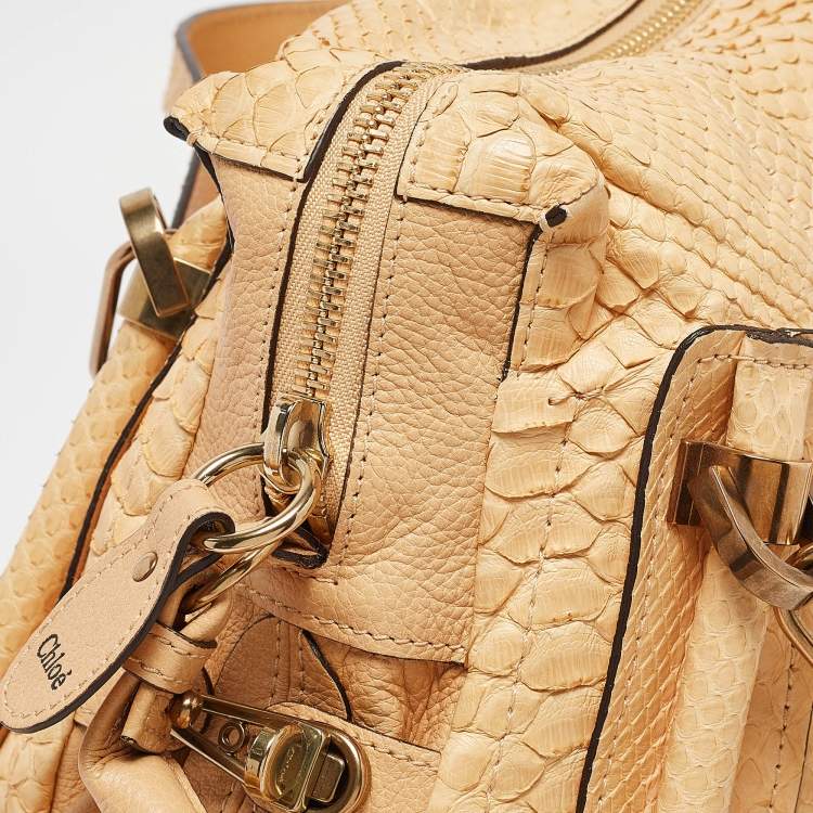 Pre Owned Chloe Yellow Snakeskin and Leather Large Paraty Satchel