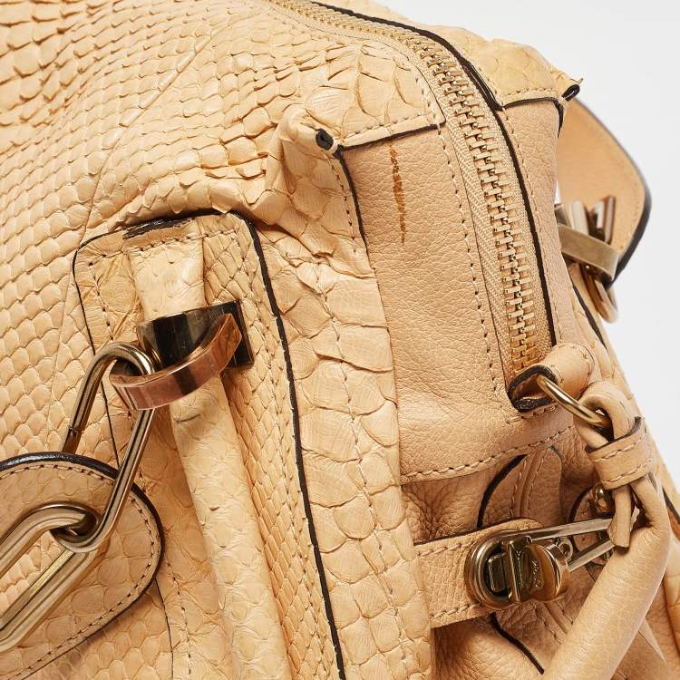 Pre Owned Chloe Yellow Snakeskin and Leather Large Paraty Satchel