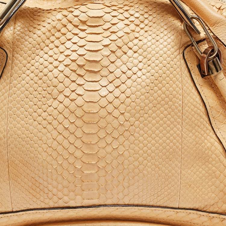 Pre Owned Chloe Yellow Snakeskin and Leather Large Paraty Satchel