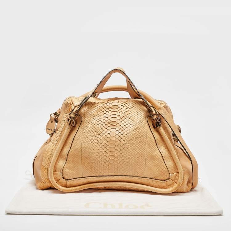 Pre Owned Chloe Yellow Snakeskin and Leather Large Paraty Satchel