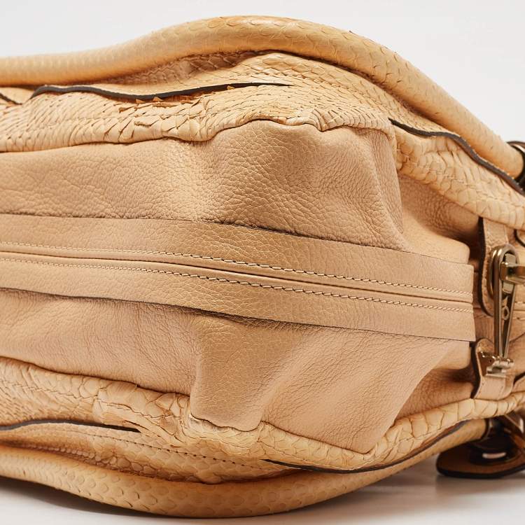 Pre Owned Chloe Yellow Snakeskin and Leather Large Paraty Satchel