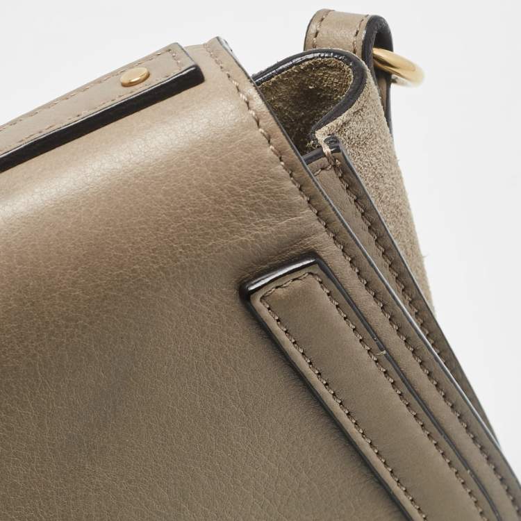 Pre Owned Chloe Grey Leather and Suede Medium Nile Bracelet Shoulder Bag