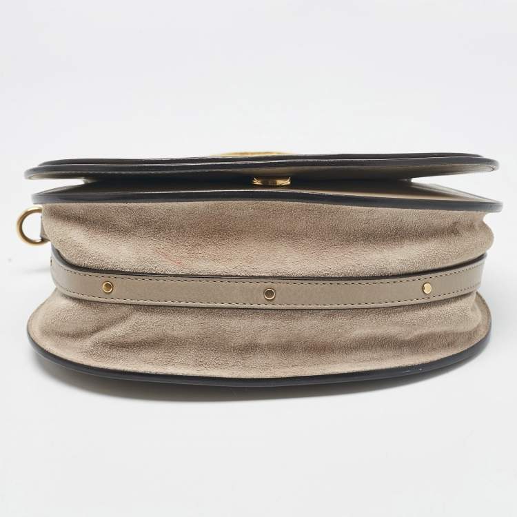 Pre Owned Chloe Grey Leather and Suede Medium Nile Bracelet Shoulder Bag
