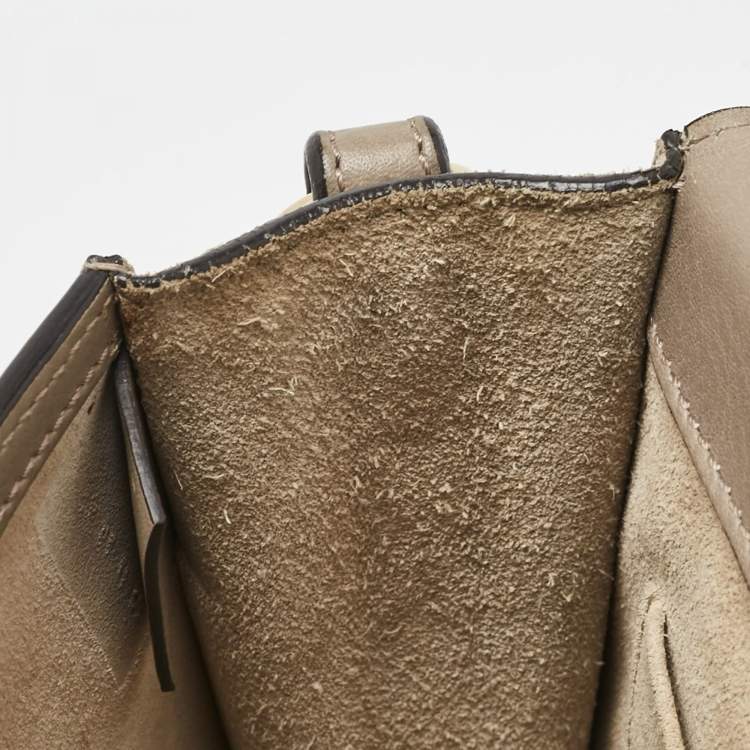 Pre Owned Chloe Grey Leather and Suede Medium Nile Bracelet Shoulder Bag
