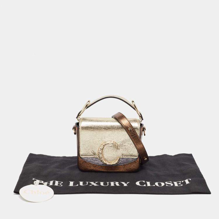 Pre Owned Chloe Metallic Multicolor Leather Mini C Top Handle Bag