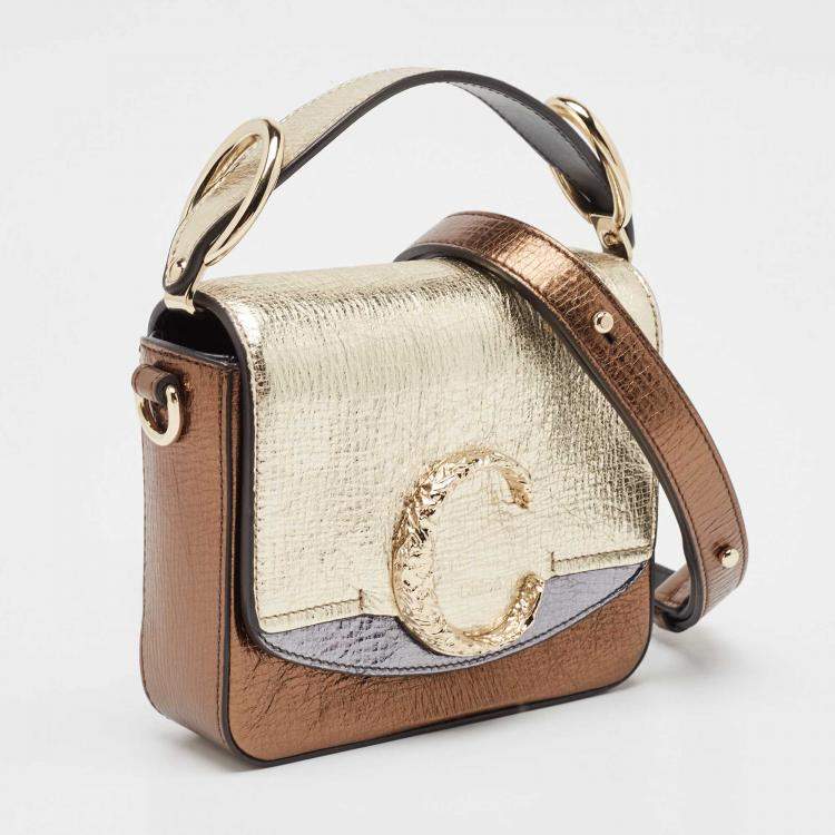 Pre Owned Chloe Metallic Multicolor Leather Mini C Top Handle Bag