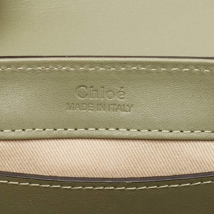 Pre Owned Chloé Two Tone Green Croc Embossed Leather Mini C Top Handle Bag