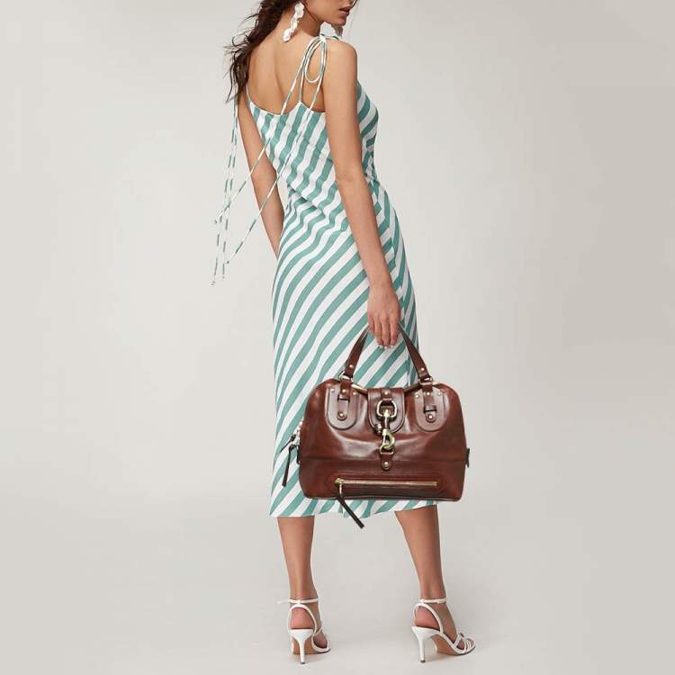 Pre Owned Chloe Brown Leather Kerala Dome Satchel