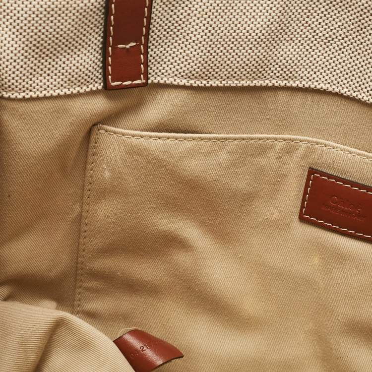 Pre Owned Chloe Beige Canvas and Leather Medium Woody Tote