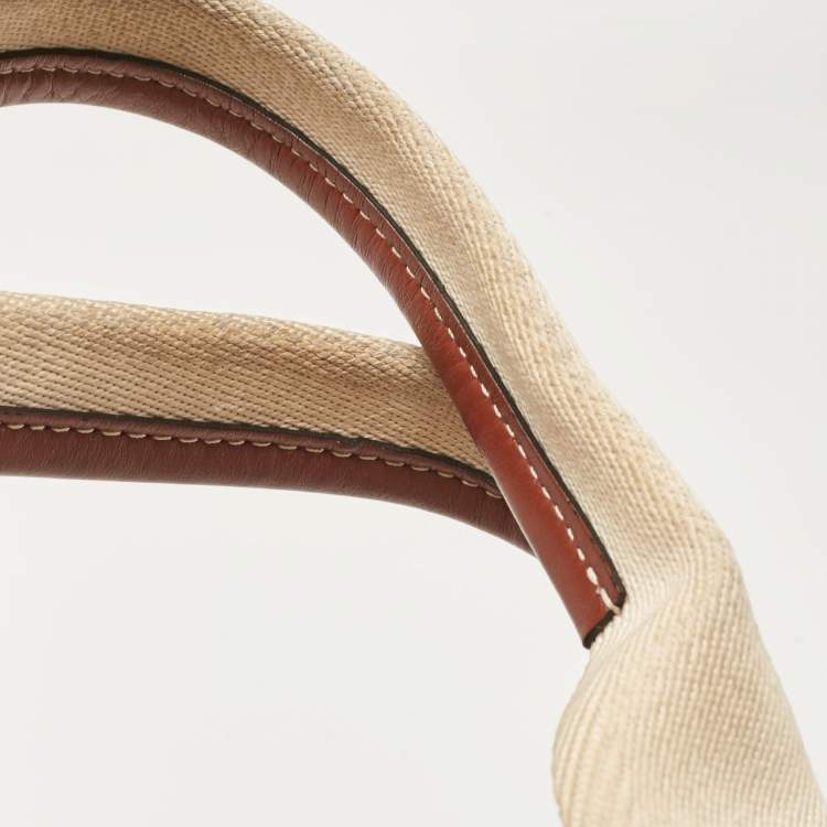 Pre Owned Chloe Beige Canvas and Leather Medium Woody Tote