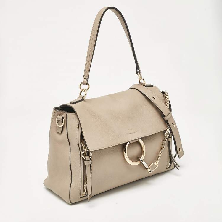 Pre Owned Chloe Beige Leather and Suede Medium Faye Day Top Handle Bag