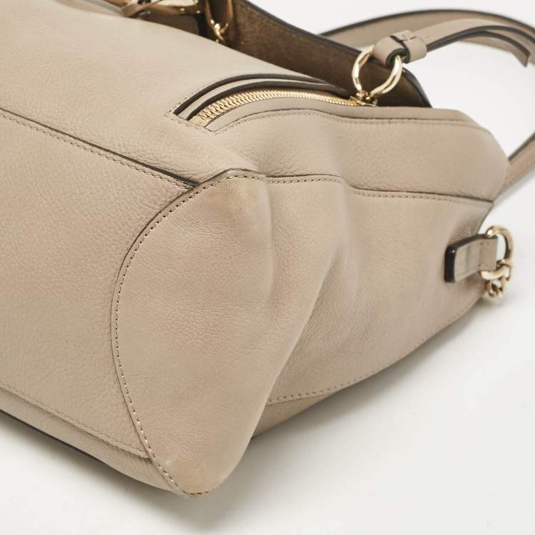 Pre Owned Chloe Beige Leather and Suede Medium Faye Day Top Handle Bag
