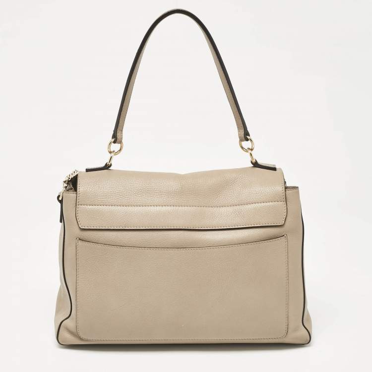 Pre Owned Chloe Beige Leather and Suede Medium Faye Day Top Handle Bag