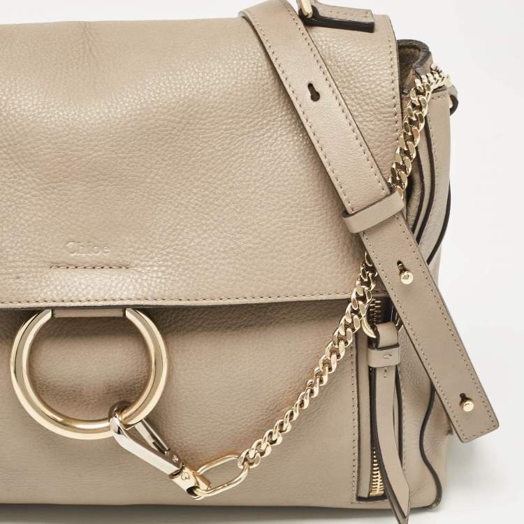 Pre Owned Chloe Beige Leather and Suede Medium Faye Day Top Handle Bag