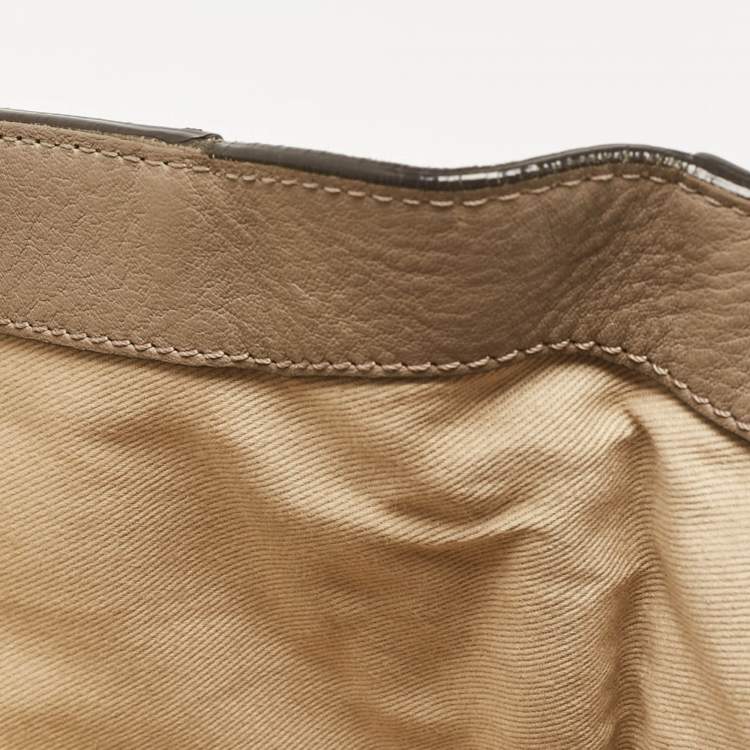 Pre Owned Chloe Beige Leather and Suede Medium Faye Day Top Handle Bag