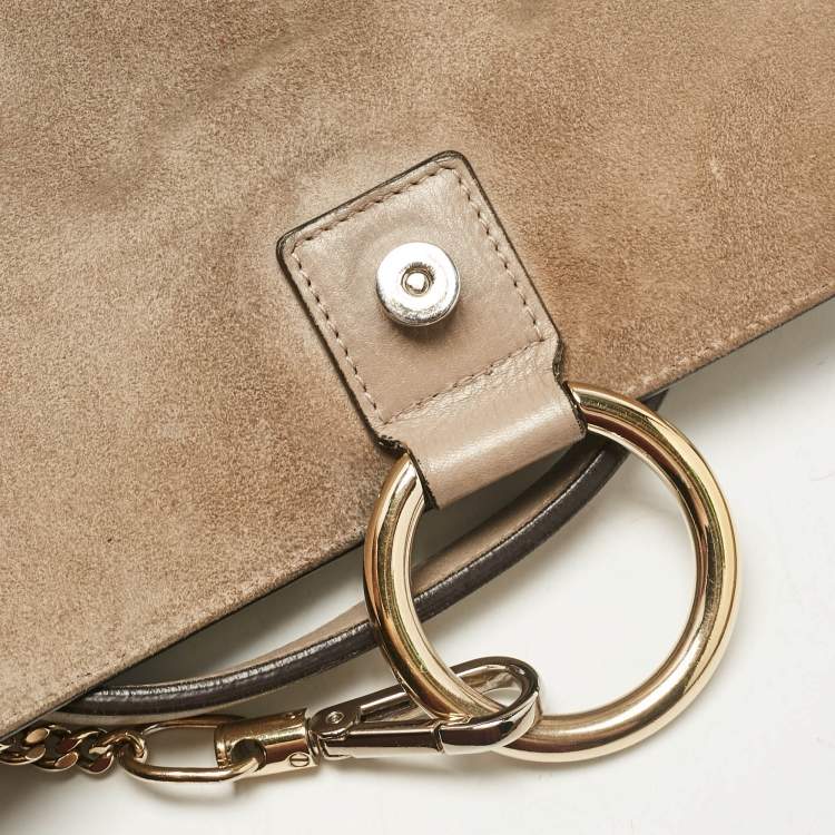 Pre Owned Chloe Beige Leather and Suede Medium Faye Day Top Handle Bag
