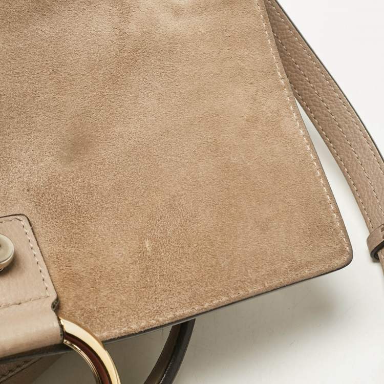 Pre Owned Chloe Beige Leather and Suede Medium Faye Day Top Handle Bag