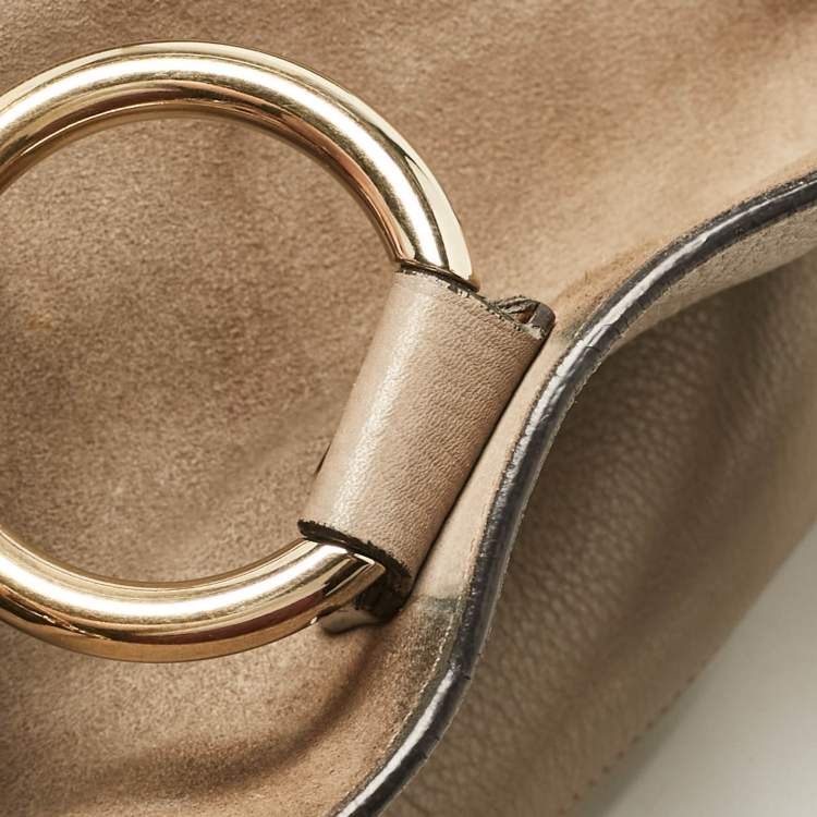 Pre Owned Chloe Beige Leather and Suede Medium Faye Day Top Handle Bag