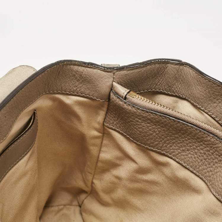 Pre Owned Chloe Beige Leather and Suede Medium Faye Day Top Handle Bag