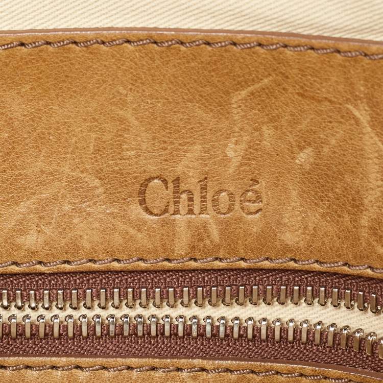 Pre Owned Chloe Blue/Brown Denim and Leather Zip Satchel