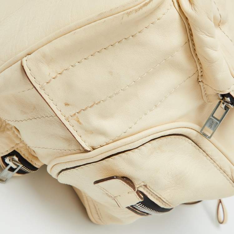Pre Owned Chloe Cream Leather Betty Zip Satchel
